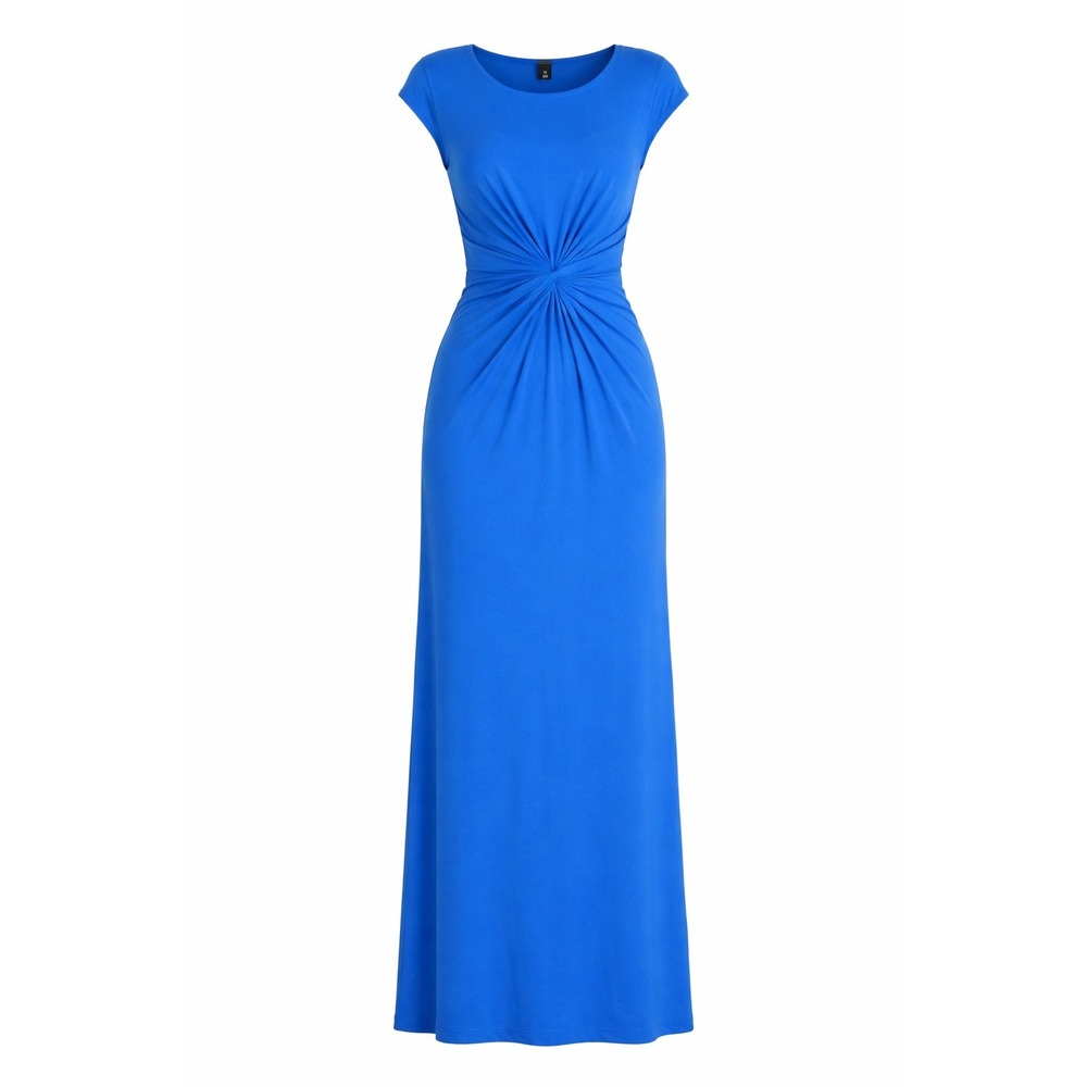 Lauren Ralph Lauren‎ Blue Ruched Maxi Dress Womens Size 4 Stretch Formal